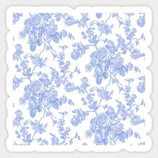 Toile, Cornflower Blue Roses Pattern Sticker